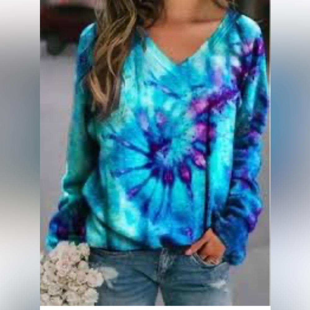 Vibrant Tie-Dye V-Neck Women's Top